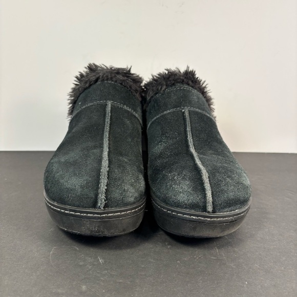 Crocs Black Suede Faux Fur Lined Platform Clogs Mules Women’s 7 - Picture 6 of 7